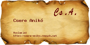Csere Anikó névjegykártya